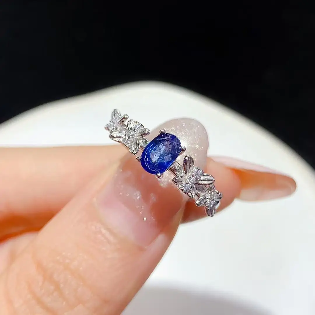 Ethnic Fashion Design - Modischer Schmetterlings-Design Ring mit Natürlichem Saphir
