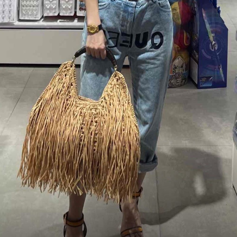 Bohemian Fringe Straw Tote, gr – Ethnic Fashion Design Bewertung und Preis