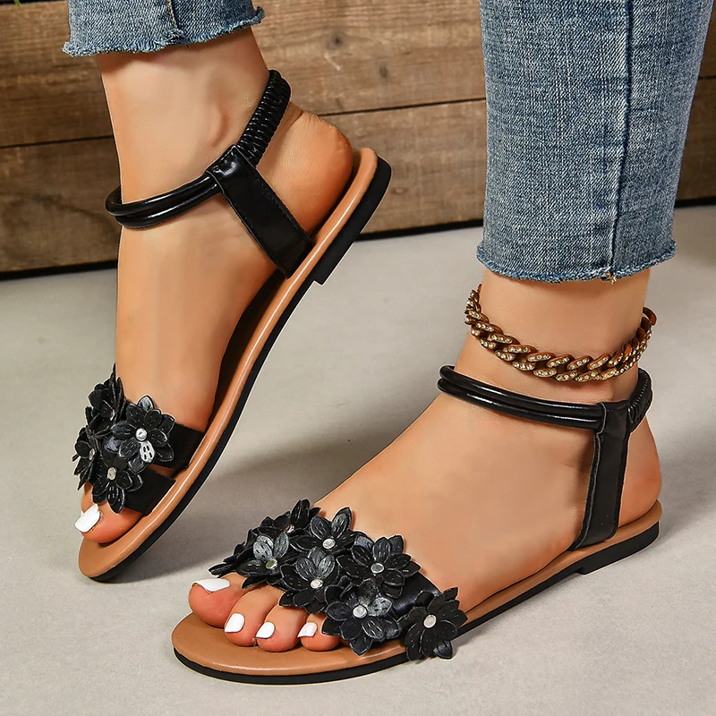 Flache Sandalen mit Blumendeko – Ethnic Fashion Women Bewertung und Preis