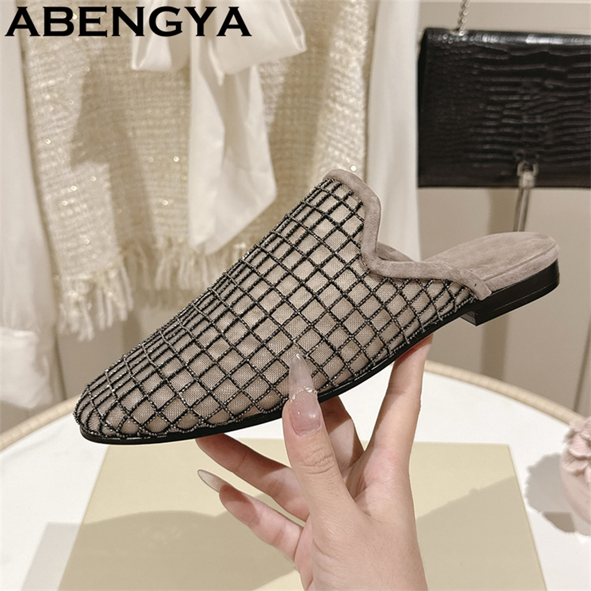 Glänzende Spitzen-Mesh-Slipper – Ethnic Fashion Women Bewertung und Preis