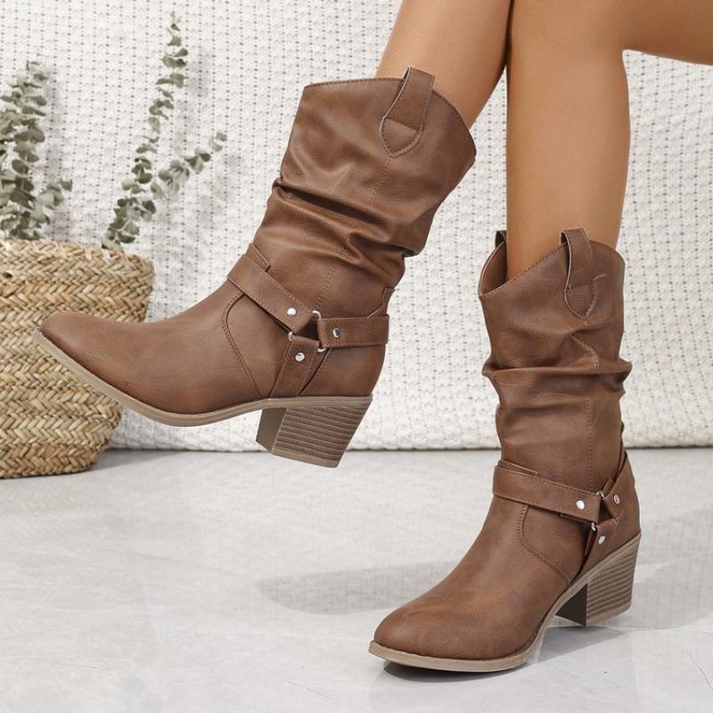 Frauen Mid-Kalb Stiefel Retro  – Ethnic Fashion Women Bewertung und Preis