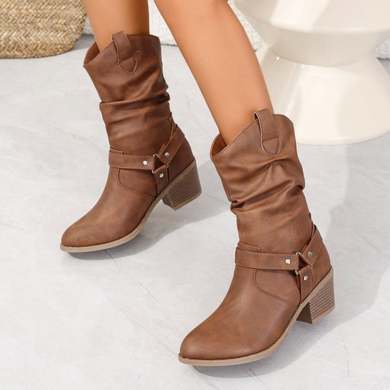 Frauen Mid-Kalb Stiefel Retro  – Ethnic Fashion Women Bewertung und Preis